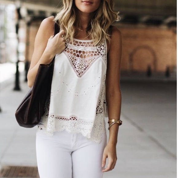 White Crochet Lace Tassel Detail Rayon Top - Picture 2 of 8